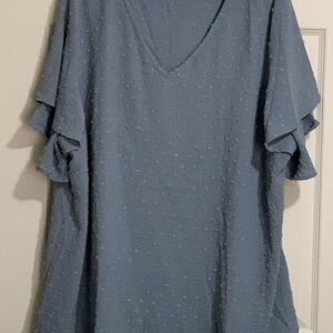 BloomChic Light Blue Top with Subtle Dots